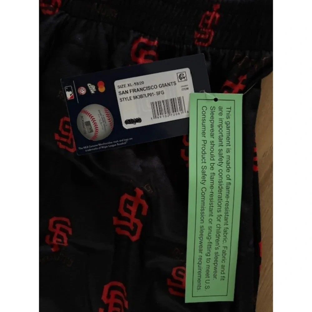 Youth San Francisco Giants Pajama Pants Black Orange All Over Logo Size XL 18 20
